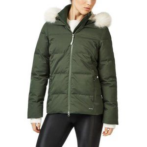 NWT Sweaty Betty North Pole Primaloft Short Coat Faux Fur Hood Green Size M